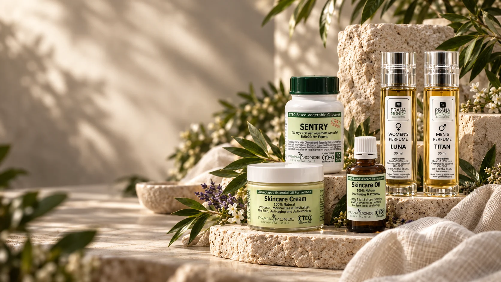 Prana Monde essential oils, skincare and wellness collection